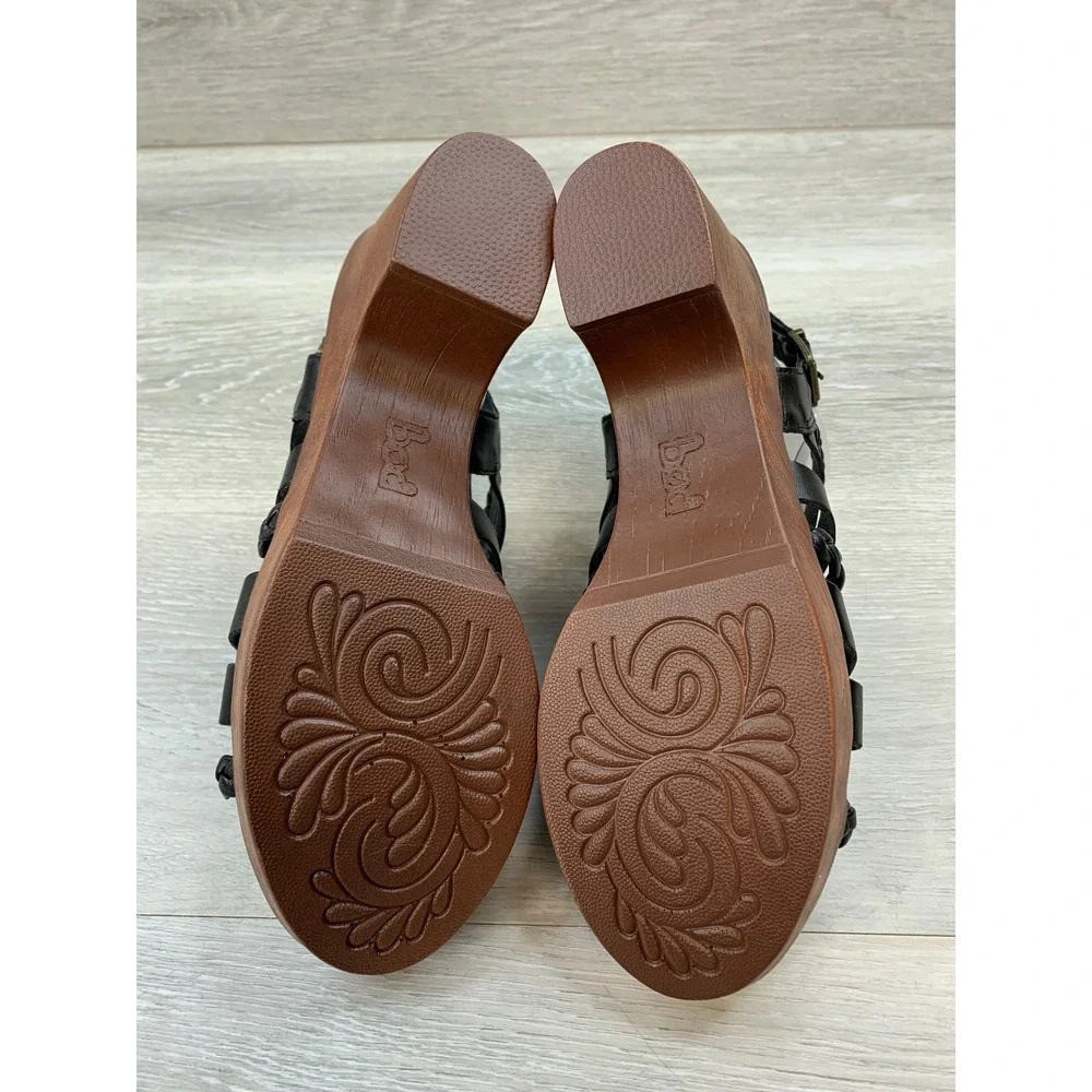 B.O.C. Women's Sandals‎ Black Braided Strap Platform Block Heel 11 Comfort Shoes
